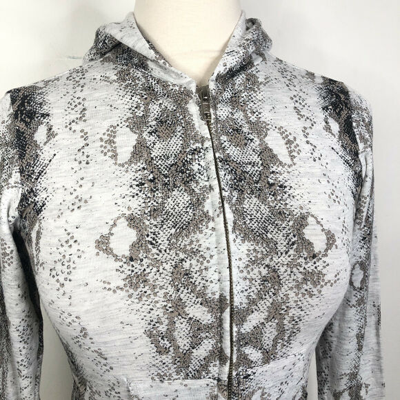 NEW Monrow Snake Print Long Sleeve Lightweight Full Zip Hoodie Womens 8 - Picture 4 of 10